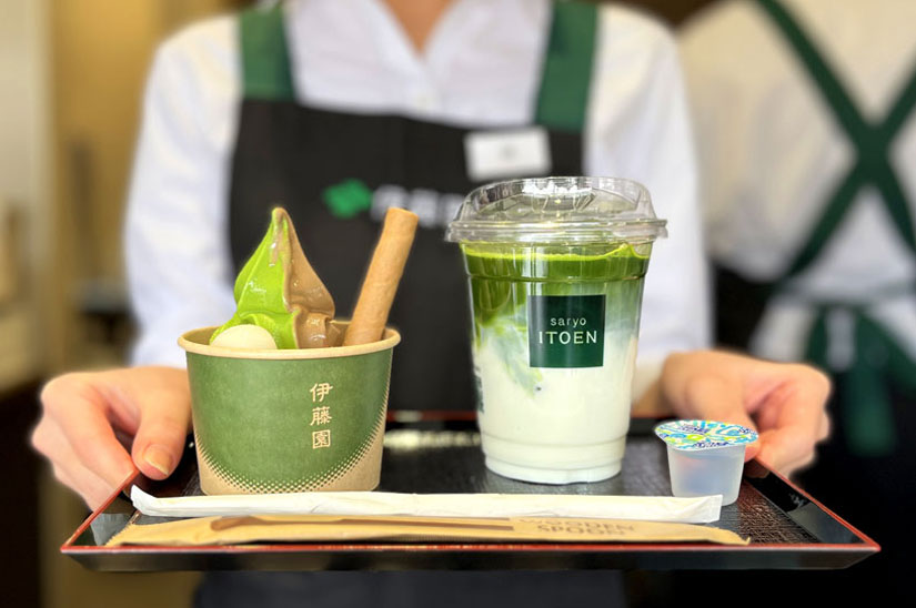 茶寮伊藤園　善光寺店の抹茶スイーツと抹茶ラテ
