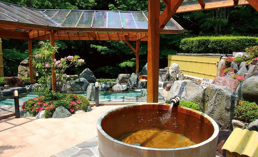 長野県の茅野市-蓼科温泉郷の日帰り温泉 音無の湯-露天風呂